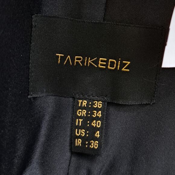 NEW TARIK EDIZ Black Merla Formal Dress Size 4 One Shoulder Ruffle Hem Corset - Picture 9 of 13